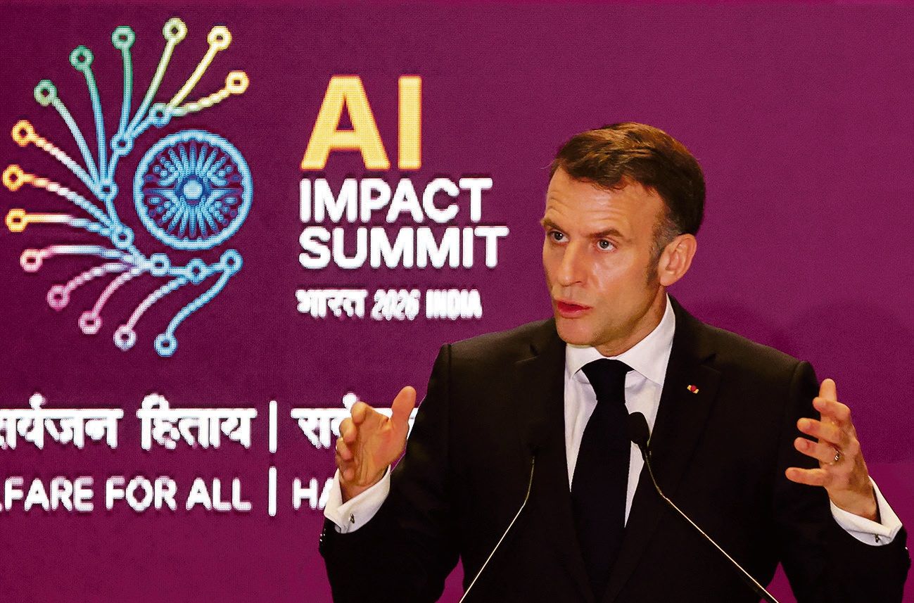 马克龙在新德里人工智能峰会为欧洲数字监管辩护